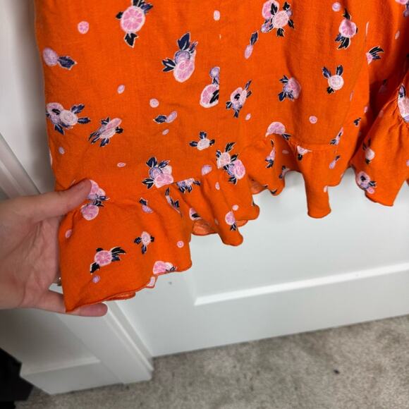 Free People Like A Lady Orange Printed Tie Back Mini Sundress Size Medium - Picture 4 of 8